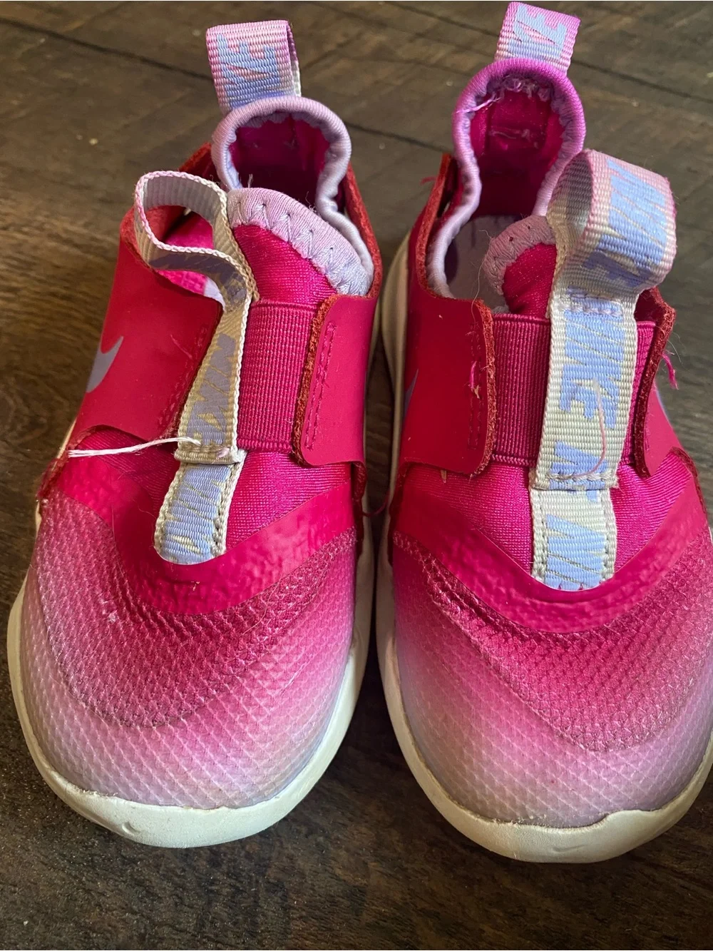 Nike Kids Pink and Light Purple Flex Runner Slip-On Sneakers